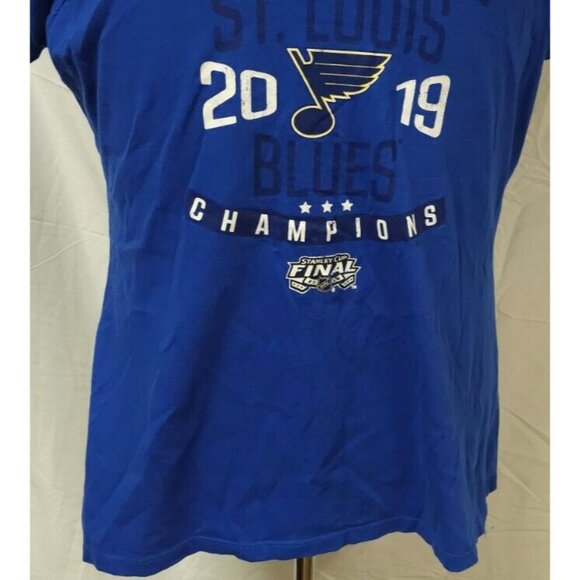 Fanatics St Louis Blues Womens XL 2019 Stanley Cup Champions V-Neck T Shirt - Picture 3 of 12
